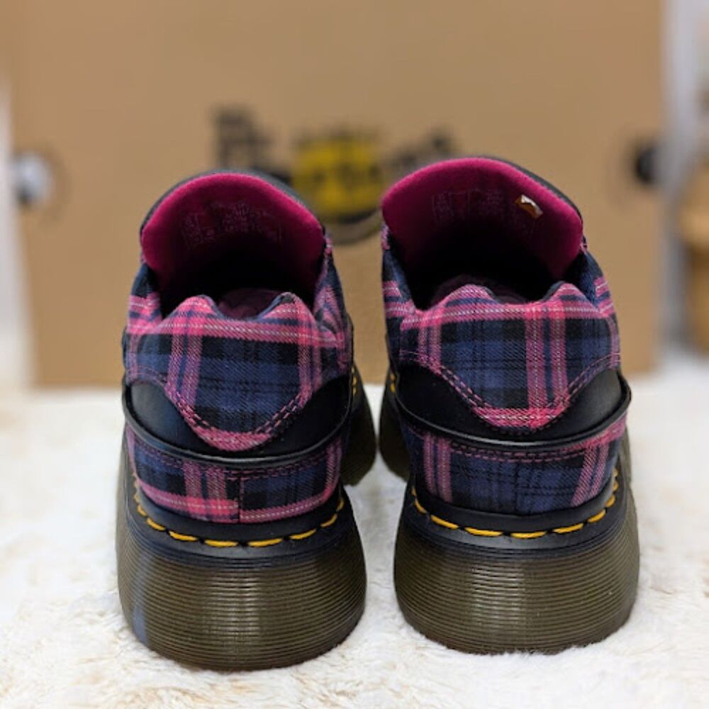 Dr. Martens Buzz 5-Eye Black & Pink Tartan & Leather Lace Up Shoes UK 6 NIB - Picture 7 of 14